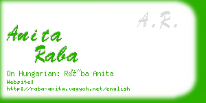 anita raba business card